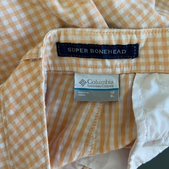 Columbia Super Bonehead Lotus Gingham Women Shorts Size 12 in Orange - Picture 7 of 9